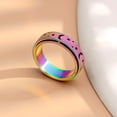 thumbnail image 3 of Anxiety Ring for Women Men, Anxiety Fidget Relief Spinner Rings Stainless Steel Worry Stress Relieve Ring Band Set for Anxiety Women Men，Anxiety Ring-Moon Star, Sandblasted Finished,Rainbow-Size8, 3 of 7