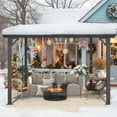 thumbnail image 3 of AECOJOY 10' x 10' Hardtop Gazebo Outdoor Aluminum Pergola ​For Garden, Patio, Backyard-​Gray, 3 of 11
