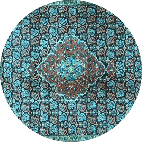 Ahgly Company Indoor Round Persian Light Blue Traditional Area Rugs, 6' Round