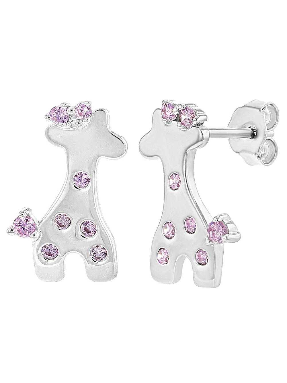 .925 Sterling Silver Cute Giraffe Stud Earrings for Girls