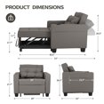 thumbnail image 4 of Accent Chairs Armchairs Arm Lounge Chair into Sofa Bed Faux Leather with USB, Storage Space for Living Room Bedroom, Gray, 4 of 7