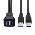 thumbnail image 2 of CY  1m Waterproof Dual USB 3.0 Extension Latch Mount Car AUX Cable for Dashboard Panel, 2 of 5