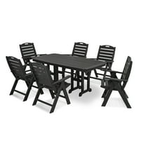 POLYWOOD Nautical 7-Piece Dining Set in Black
