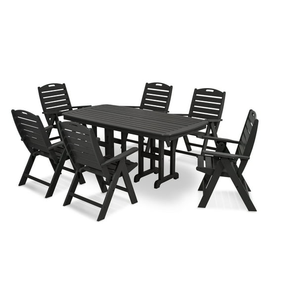 POLYWOOD Nautical 7-Piece Dining Set in Black