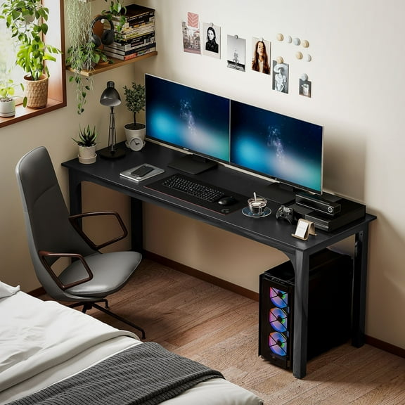 70.9" Computer Desk, Desktop Desk with Metal Legs