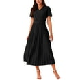 thumbnail image 2 of INSPIRE CHIC Women's 2024 Casual Short Sleeve Wrap V Neck Flowy Pleated Midi Dress with Belt, 2 of 4
