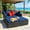 Navy, variant on Resenkos Outdoor Patio Rattan Wicker Daybed Sectional Conversation Double Chaise Lounge, White Resistant Cushions