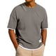 thumbnail image 1 of Ceisia Men's Loose Fit Fake Two-Piece T-shirt Waffle Knit Short Sleeve Round Neck Casual Daily Summer Fall Tee Tops Khaki M Gifts, 1 of 8