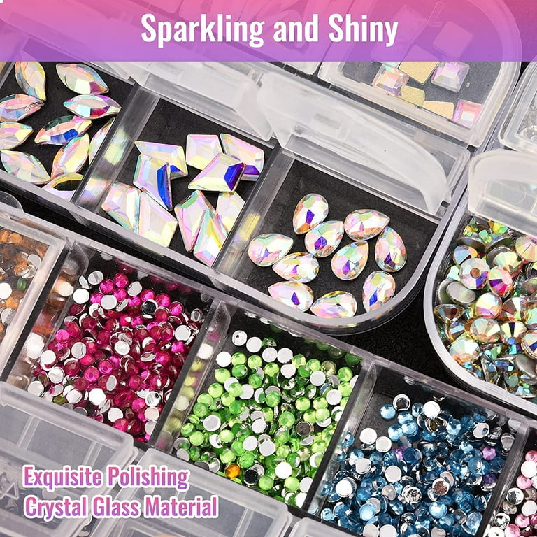 MENKEY Nail Gems, 5500PCS Rhinestones for Nails Colorful Nail Rhinestones  Kit with Rhinestone Picker and Tweezers 