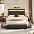 thumbnail image 5 of GUNAITO Full Bed Frame with Headboard, Platform Bed with 2 Drawers, Velvet Upholstered Bed Frame with LED Lights & Charging station，Dark Grey, 5 of 11