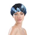 thumbnail image 3 of Easygdp Night Scene of Wolves Shower Caps for Women, Double Waterproof Layers Shower Cap, Quick Drying Bath Hair Cap Reusable, 3 of 9