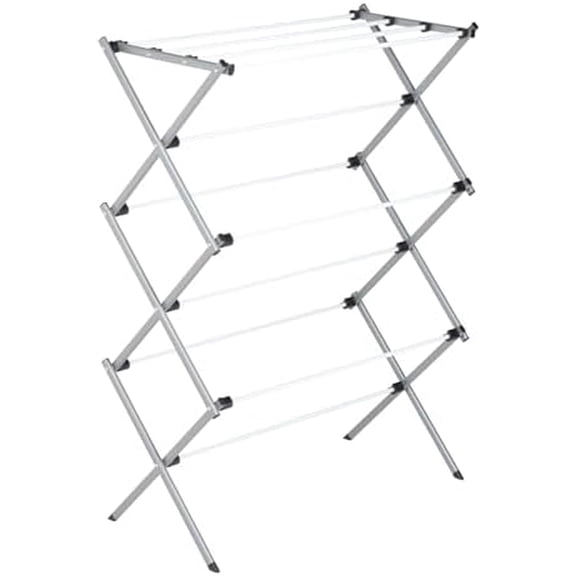 Deluxe Metal Collapsible Clothes Drying Rack, 50 lbs, 29" x 14.2" x 42.1", White & Grey