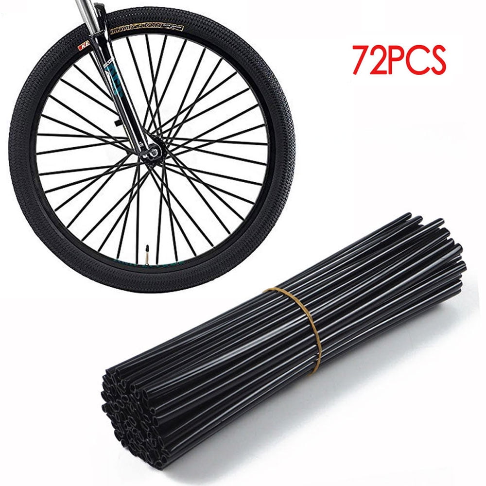 Spoke Skins Covers,72 PCS Wrap Pipe Decoration For Motorcycle Dirt Bike Bicycle Wheelchair Black 