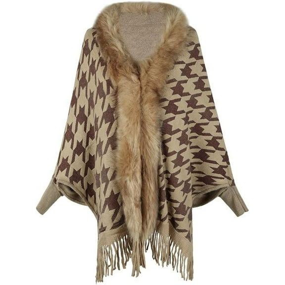 ZhangBaoLin Women Shawl Wrap Cardigan Bohemian Knit Poncho Cape Sweater Coat Winter Fashion Wool Knitwear