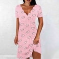 thumbnail image 2 of Mini Vestido de Verano Color Sólido Cuello en V Manga Corta Vestido de Becerro Medio, Vestido Corto de Verano, 2 of 5