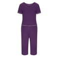 thumbnail image 3 of Njoeus Pajamas Women V Neck Short Sleeve Tops and Capris Pants Pjs Set Women's 2 Piece Lounge Outfits Comfy Soft Sleepwear Nightwear, 3 of 5
