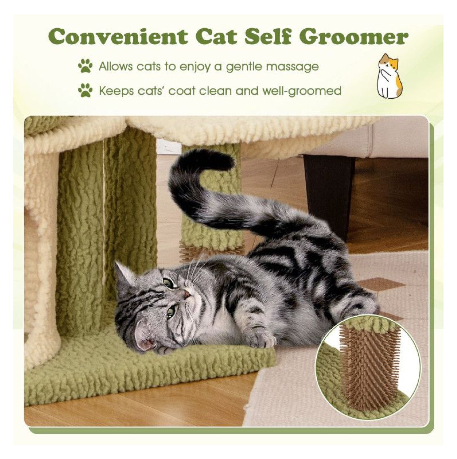 FASCK 38 Inch Tall Aesthetic Kitten Tower, Multi-Level Cat Tree with Condo, Plush Bed & Scratching Posts, Cute Cat Furniture for Indoor Cats