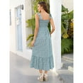 thumbnail image 4 of Smocked Maternity Boho Dress Casual Spaghetti Strap Ruffle Sleeveless Swing Summer Maxi Dress, 4 of 5