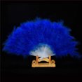thumbnail image 1 of Abanico de plumas plegable, accesorios de baile, mano, pluma de pavo Natural, bonito abanico plegable para graduación (azul), 1 of 1