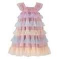 thumbnail image 1 of Robes pour Fillettes Manches Volantes Arc-en-Ciel Tulle Volants Robe de Princesse Danse Fête Robe Fille Taille 3-4T, 1 of 9