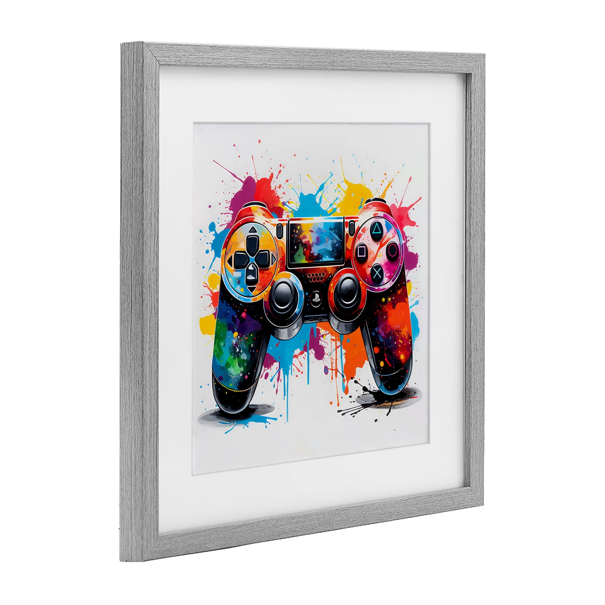 Stupell Industries Playful Bright Game Controller Gray Framed Print Under Glass, design by Creative Studio