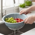 thumbnail image 4 of YardChic Plastic Food Strainer, Double Layer Deepened Thick Drain Basket, Fast Draining Holes Sturdy Multifunctional Washing Organizer for Fruits, Vegetables, Pasta, Kitchen, 4 of 5