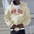 thumbnail image 2 of XIAOCHA Men's Los Angeles California Print Full Zip Hoodie Oversized Long Sleeve Hooded Sweatshirt With Kangaroo Pocket Retro Casual Hoodies, 2 of 4