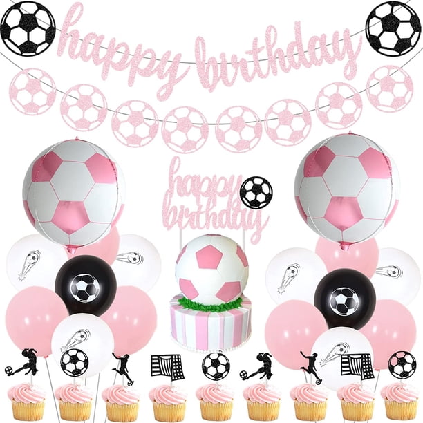 Soccer Birthday Party Decorations for Girls, Pink and Black Soccer