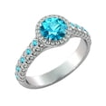 thumbnail image 5 of Aquamarine 2.50 ctw Ring with Diamonds 14K White Gold Vintage Micro Pave Halo, 5 of 7