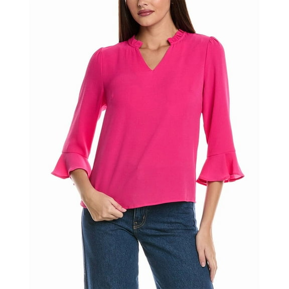 CeCe womens Elbow Ruffle Sleeve Top, l, Pink