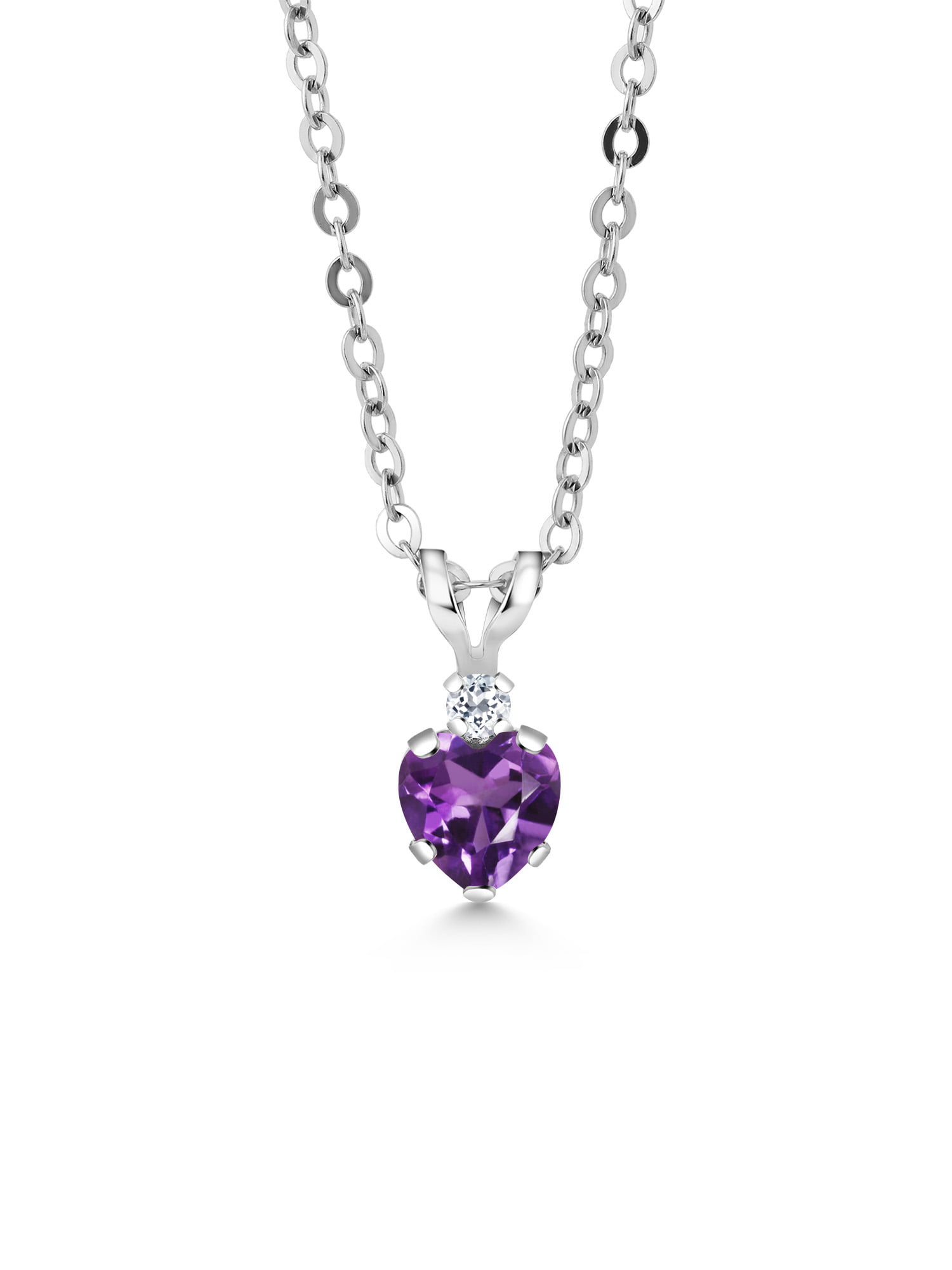 10k White Gold 3.6cttw Oval Amethyst and Diamond Pendant Necklace 