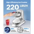 thumbnail image 2 of KFFKFF Ice Crusher Machine, 220lbs Per Hour Electric 4 Blades Snow Cone Maker, Stainless Steel Shaved Ice Machine with Bowl and Cover, 300W 2000RPM Ice-Shaver, 2 of 9
