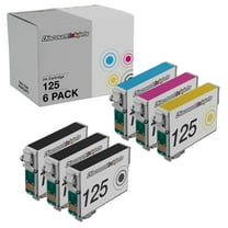 DI Ink Cartridge Replacements for Epson 125 (Combo Set, 6 pack) Compatible with Stylus: NX420, NX230, NX130, NX625, NX125, NX127, and NX530
