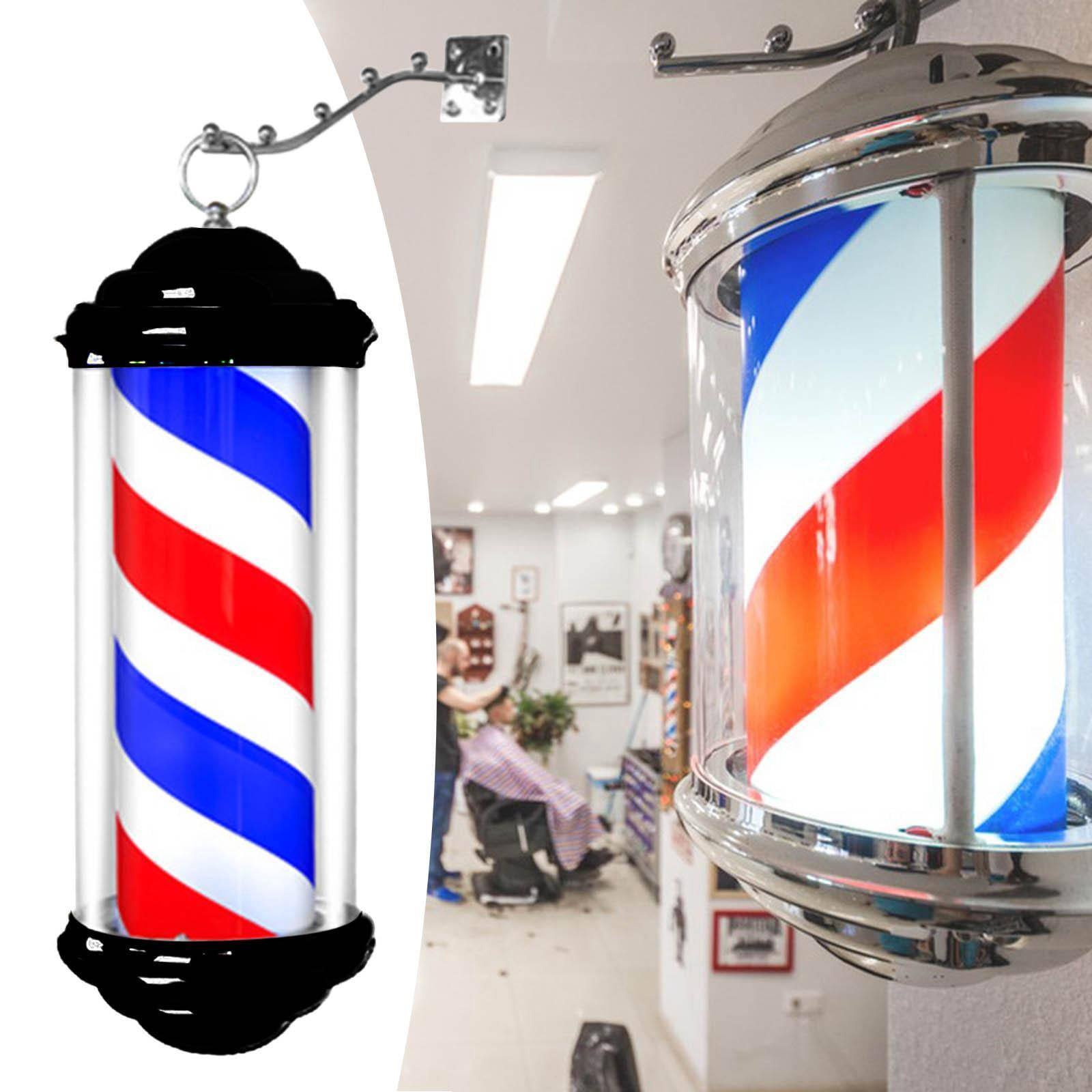 TOOYFUL Barber Pole Light Hairdressing Rotating LED Sign Barbershop Light Fixture Hair Salon Open Sign Classic for Salon Hairdressing Red Blue White Strip
