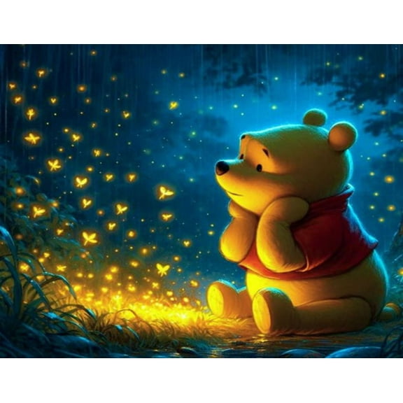 Diamond Painting Kits for Adults&Beginners DIY 5D Diamond Art Paint with Round Diamonds Full Drill Pooh Bear Gem Art Painting Kit for Home Wall Decor Gifts(12x16inch)