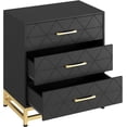 thumbnail image 4 of Ourlova Armoire de Rangement Commode à 3 Tiroirs à Motif Triangulaire - MDF + PB + Fer Noir Rangement Élégant pour Chambre Salon Bureau, 4 of 9