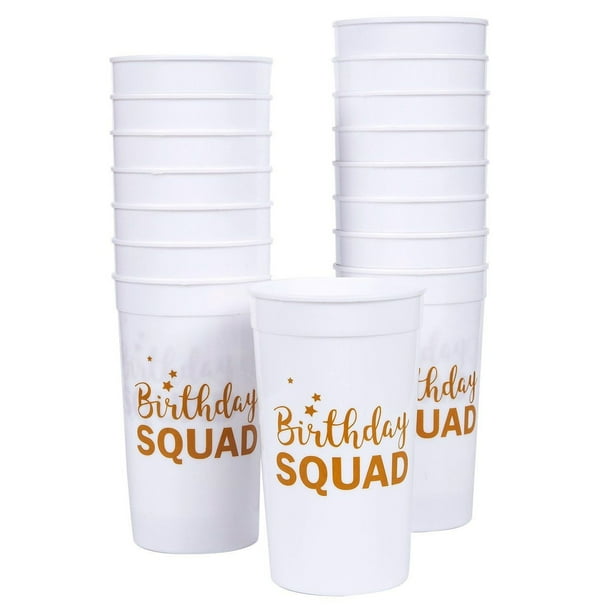 Plastic Party Cups 16Pack Reusable Tumblers, 16 oz White Plastic