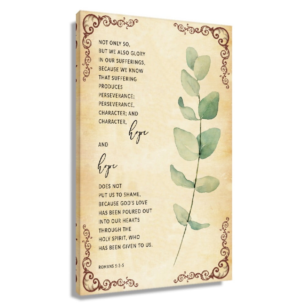 Bible verse wall art leavesposter romans 5 3 5 decoration living room