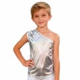 thumbnail image 4 of WOYY Girls Glitter One Shoulder Tank Top Stage Performance Party Sleeveless Shirt, Sizes 5-8, 4 of 5