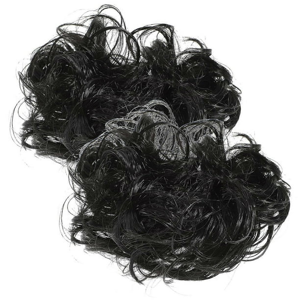 2Pcs Black Curly Claw Clip Hair Bun Pieces for Women Premium Fiber Messy Hair Extensions