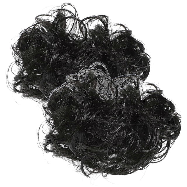 2Pcs Black Curly Claw Clip Hair Bun Pieces for Women Premium Fiber Messy Hair Extensions