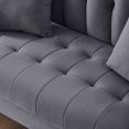 thumbnail image 6 of 52" Loveseat Sofa, Small Couch for Bedroom, Comfy Love Seat with 21in Extra Deep Seats, 2 Seats Velvet Upholstered Tufted Sofa with Wood Legs, for Small Spaces, Apartment, Grey, 6 of 9