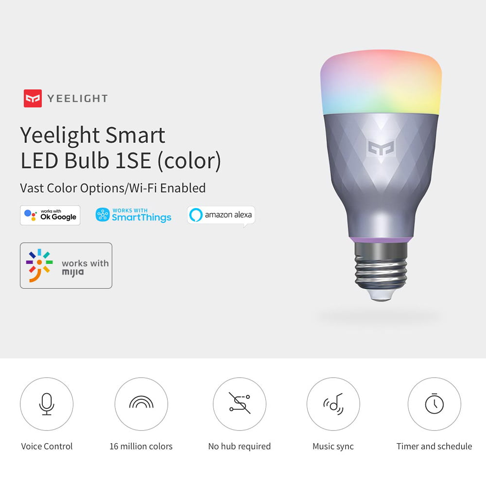 Xiaomi Mi Yeelight E27 Bulb APP Wireless WiFi LED Light Dimmable 9W RGB Home 