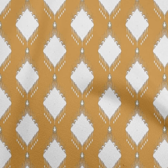 oneOone Cotton Flex Gamboge Yellow Fabric Ikat Sewing Material Print Fabric By The Yard 40 Inch Wide