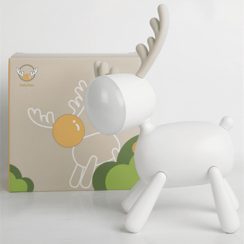 White Deer Led Charging Night Light, Usb Charging With Sleeping Silicone Led Elk Lamp (White)