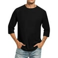 thumbnail image 2 of Kureaily 3/4 Sleeve Shirt for Men Solid Color Crew Neck T-Shirts Three Quarter Sleeve T Shirts Casual Loose Fit Tees, 2 of 7