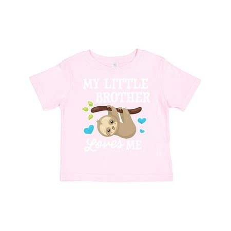 

Inktastic My Little Brother Loves Me with Sloth and Hearts Gift Toddler Boy or Toddler Girl T-Shirt