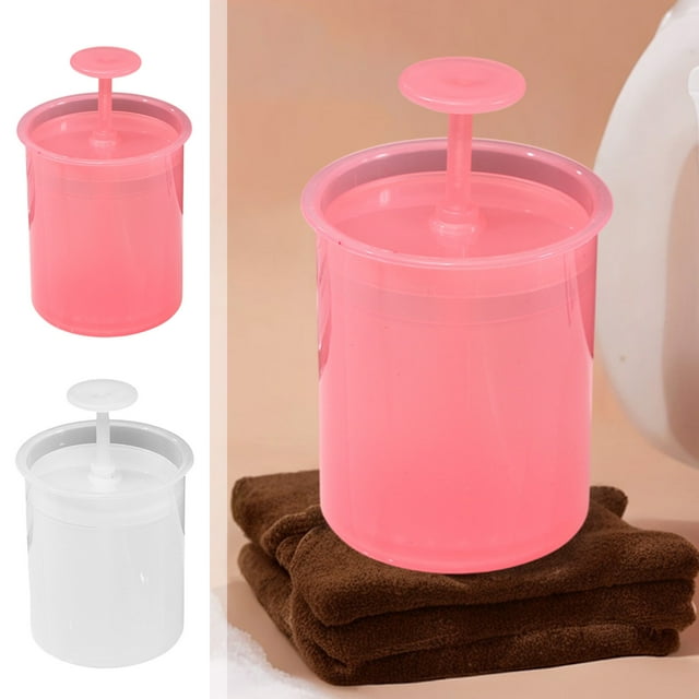 Limpiador Facial Vaso Espumador | Máquina de espuma para la limpieza | Plástico ABS | Rosa Blanco | Aireador de jabón portátil | Limpieza profunda de poros | Filtro de acero inoxidable | 1 Pieza
