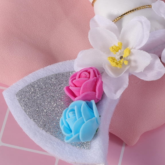 OULII Unicorn Hairband White Cloth Headpiece for Birthday Costume Party