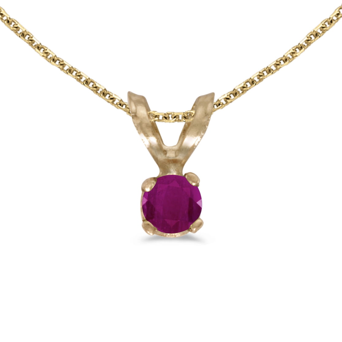 DIRECT-JEWELRY 14k Yellow Gold Round Ruby Pendant with 18" Chain